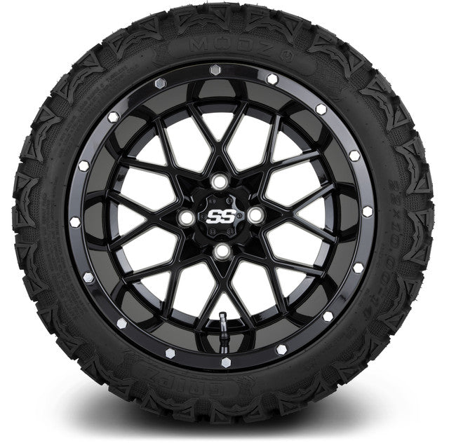 14" MODZ Vortex Glossy Black - Tire and Wheel Combo