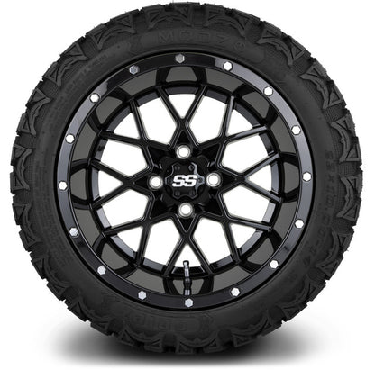 14" MODZ Vortex Glossy Black - Tire and Wheel Combo