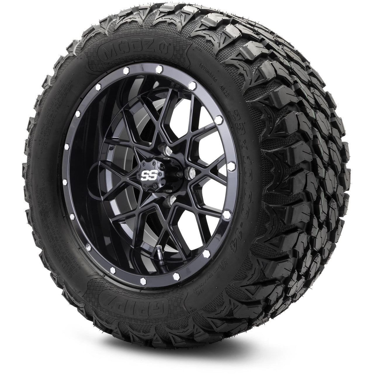 14" MODZ Vortex Glossy Black - Tire and Wheel Combo