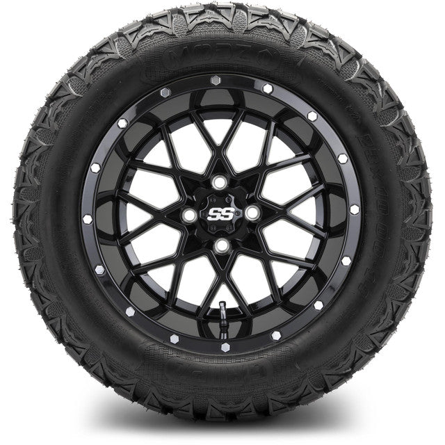 14" MODZ Vortex Glossy Black - Tire and Wheel Combo