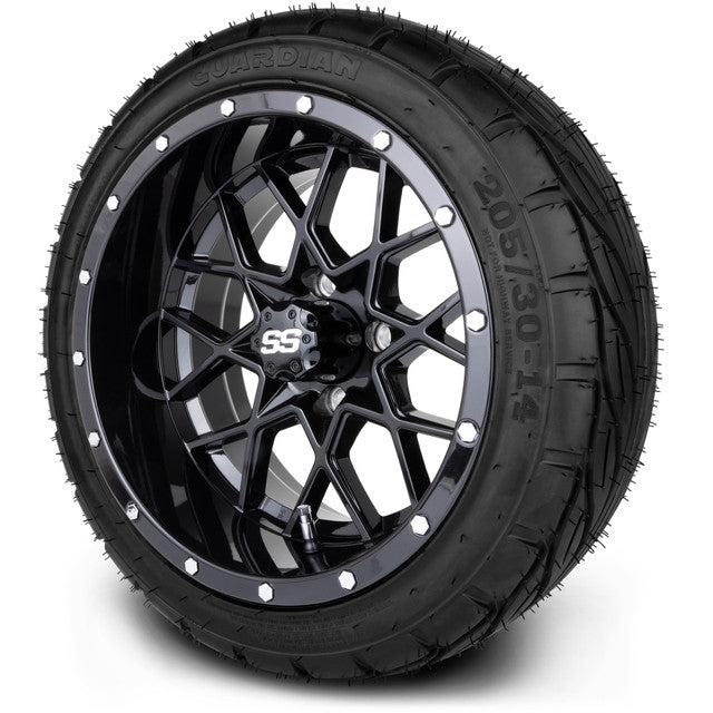 14" MODZ Vortex Glossy Black - Tire and Wheel Combo