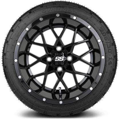 14" MODZ Vortex Glossy Black - Tire and Wheel Combo