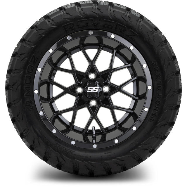 14" MODZ Vortex Glossy Black - Tire and Wheel Combo
