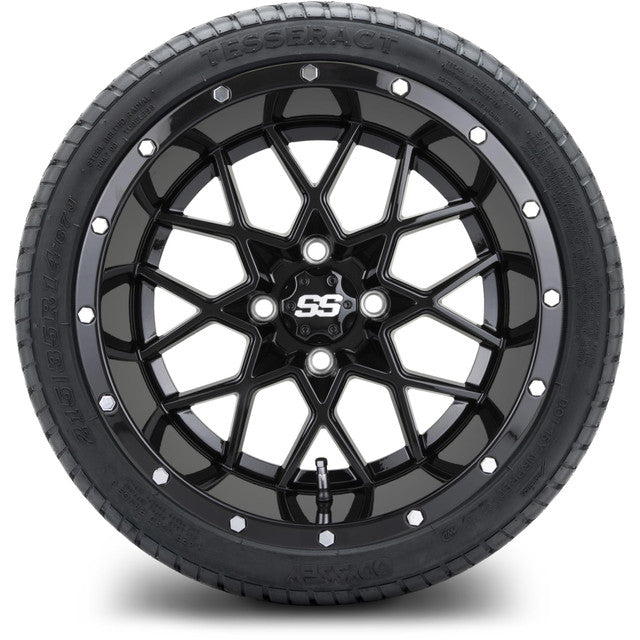 14" MODZ Vortex Glossy Black - Tire and Wheel Combo