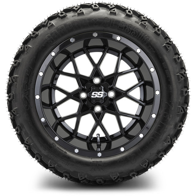 14" MODZ Vortex Glossy Black - Tire and Wheel Combo