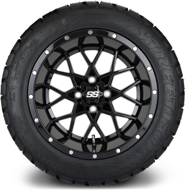 14" MODZ Vortex Glossy Black - Tire and Wheel Combo