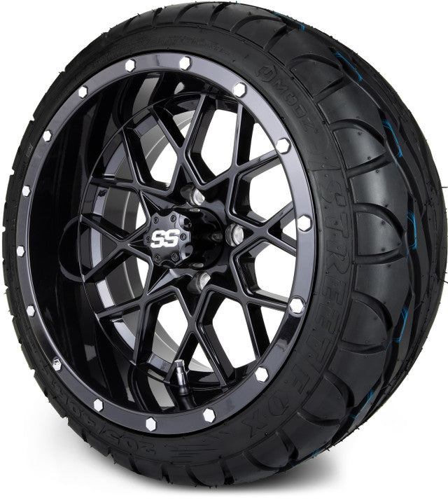 14" MODZ Vortex Glossy Black - Tire and Wheel Combo