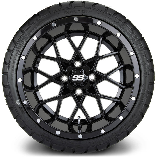 14" MODZ Vortex Glossy Black - Tire and Wheel Combo