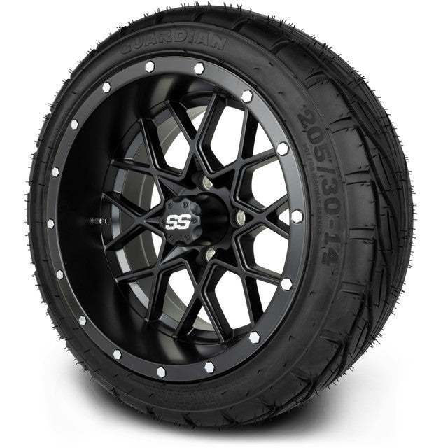 14" MODZ Vortex Matte Black - Tire and Wheel Combo