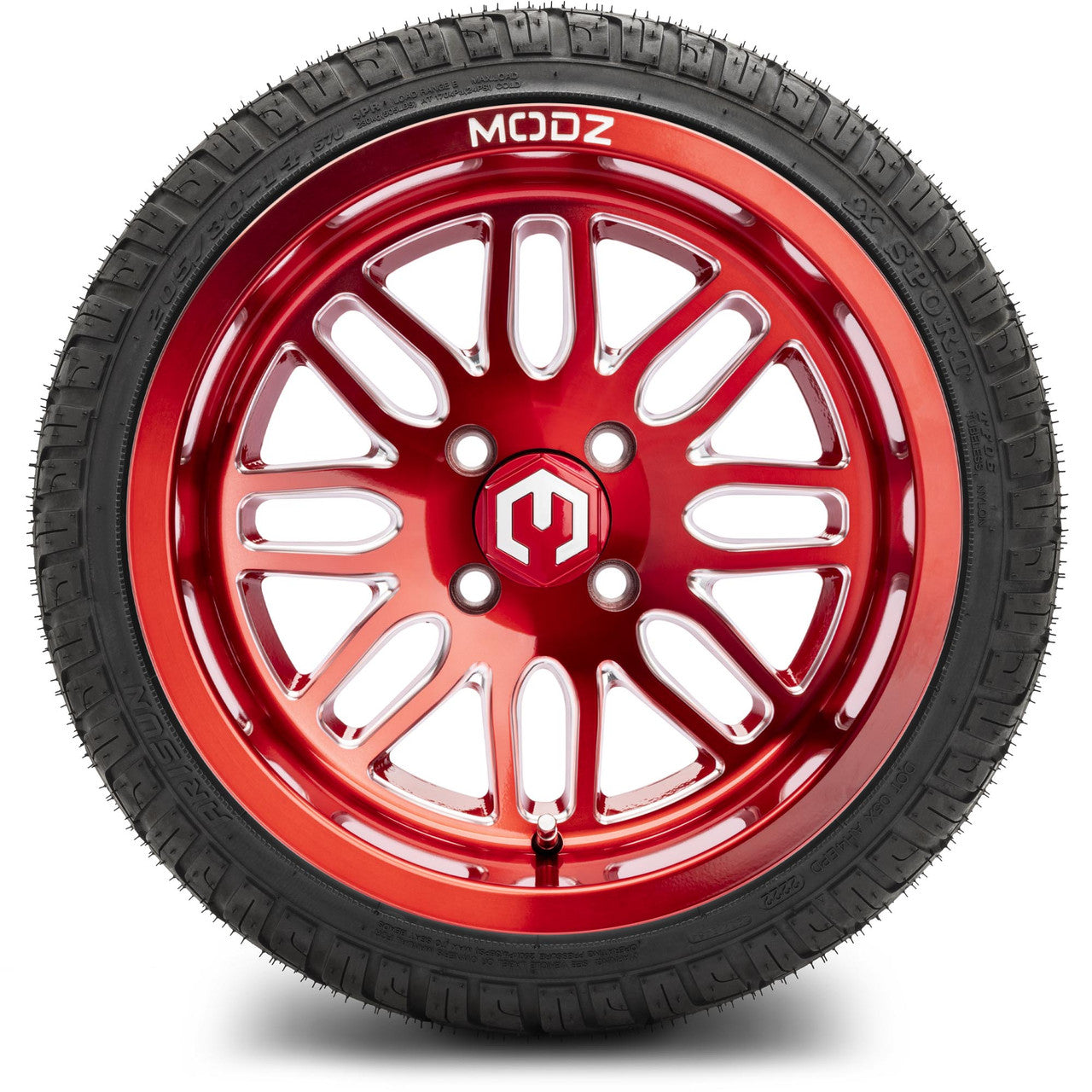 14" MODZ Mayhem Brushed Red - Tire and Wheel Combo