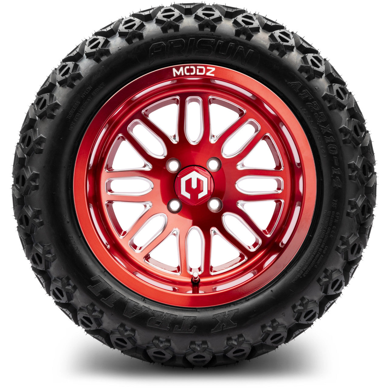 14" MODZ Mayhem Brushed Red - Tire and Wheel Combo