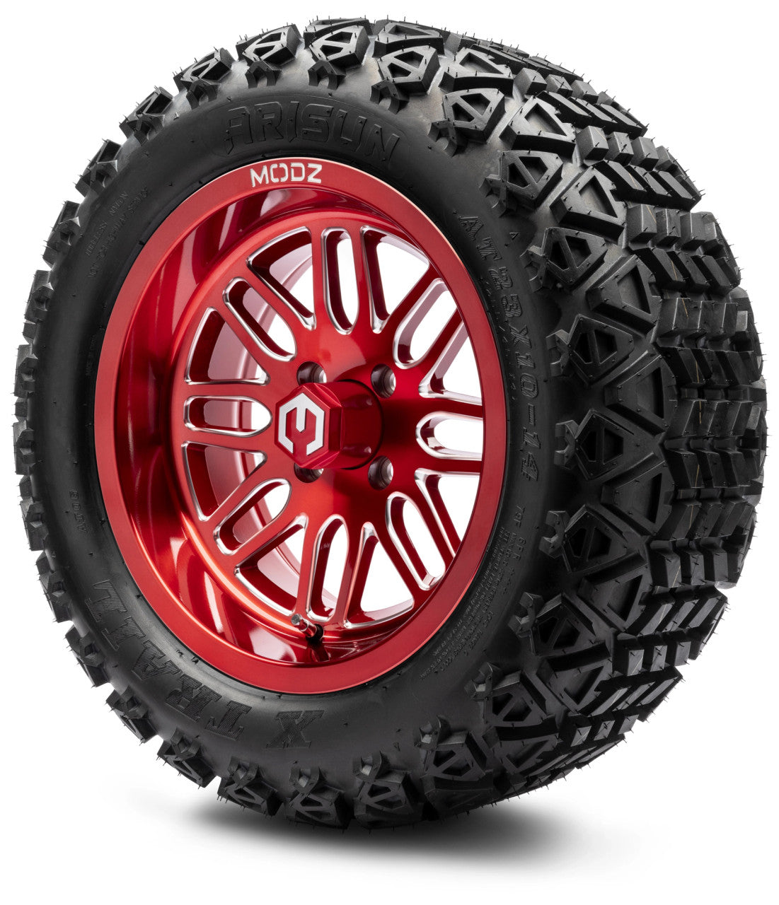 14" MODZ Mayhem Brushed Red - Tire and Wheel Combo