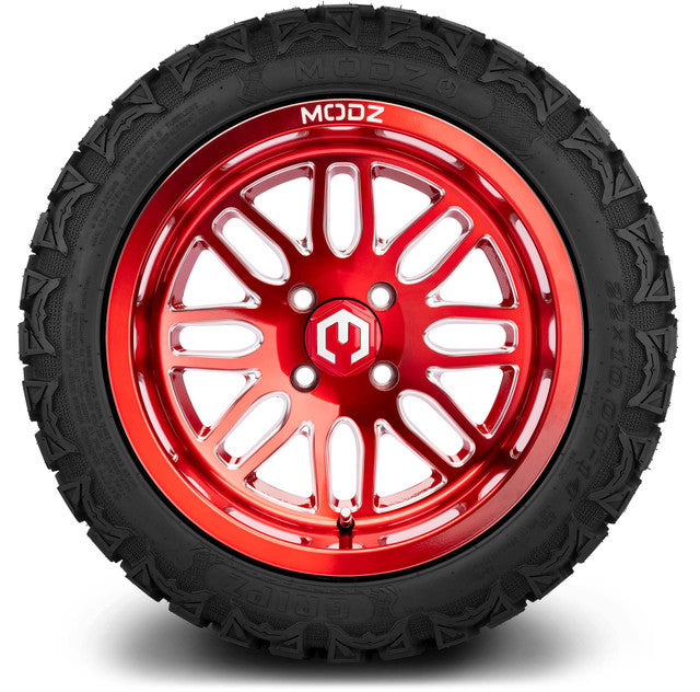 14" MODZ Mayhem Brushed Red - Tire and Wheel Combo