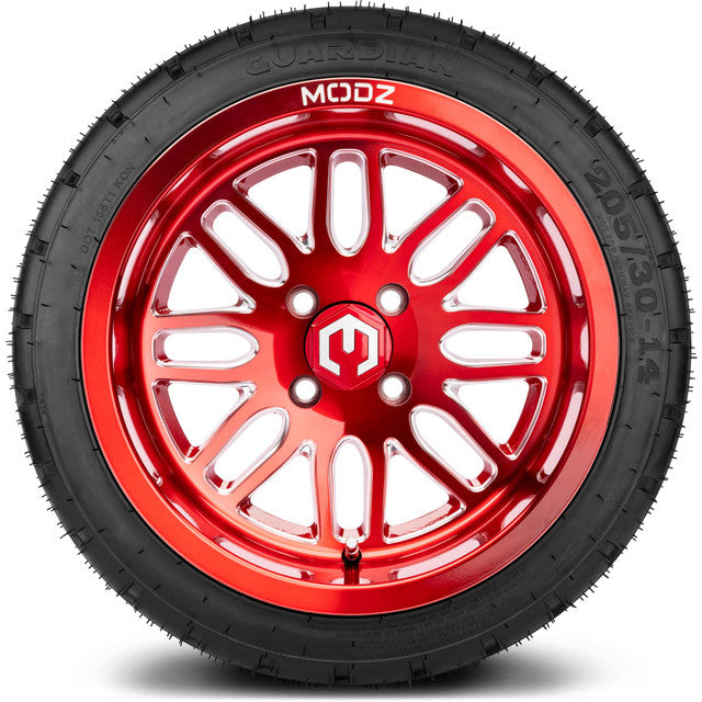 14" MODZ Mayhem Brushed Red - Tire and Wheel Combo