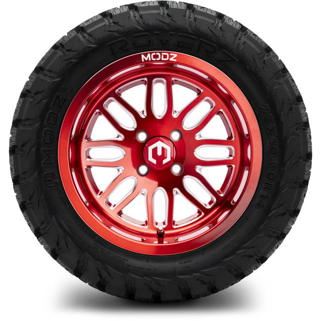 14" MODZ Mayhem Brushed Red - Tire and Wheel Combo