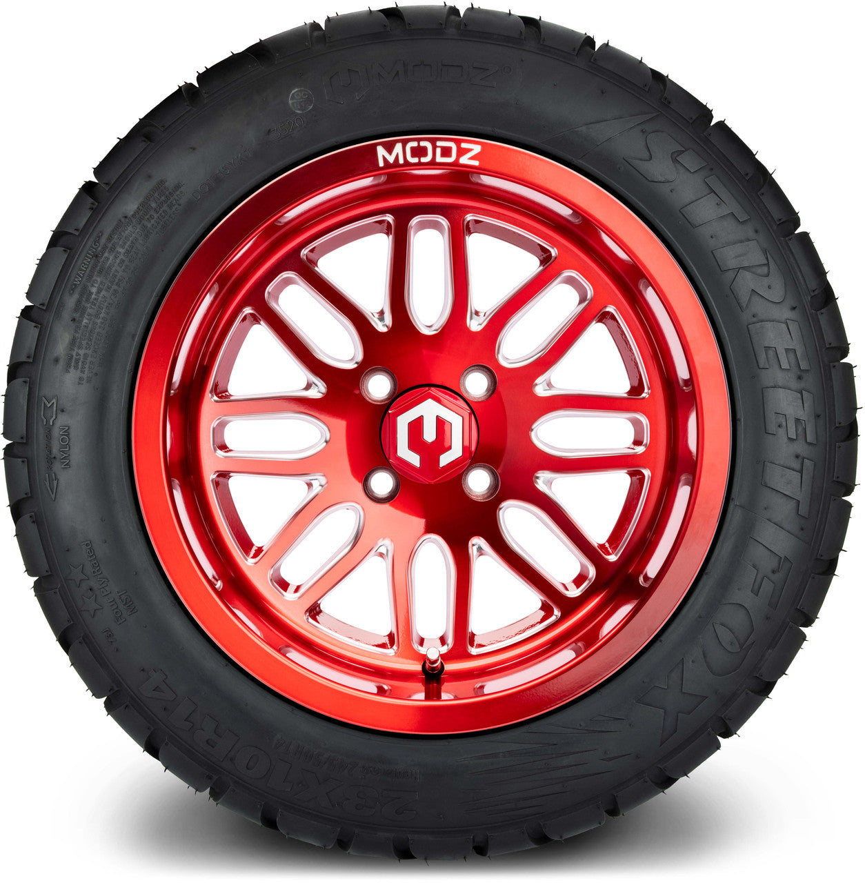 14" MODZ Mayhem Brushed Red - Tire and Wheel Combo