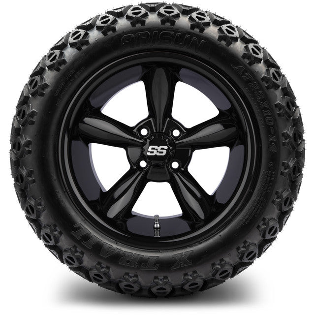14" MODZ Godfather Glossy Black - Tire and Wheel Combo