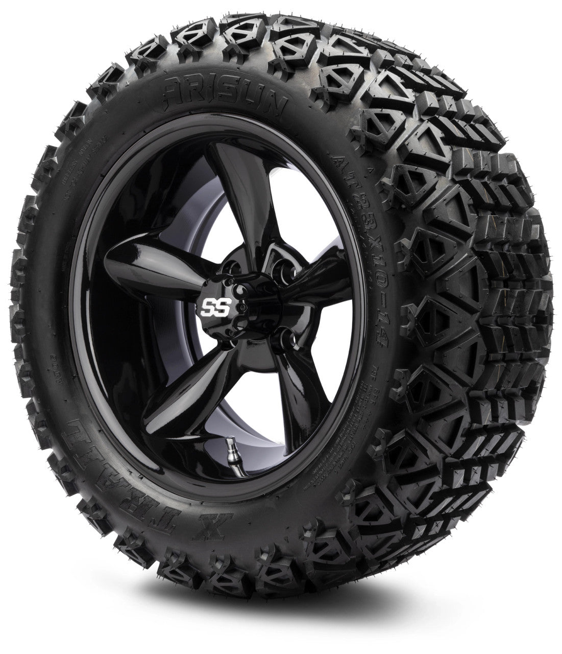 14" MODZ Godfather Glossy Black - Tire and Wheel Combo