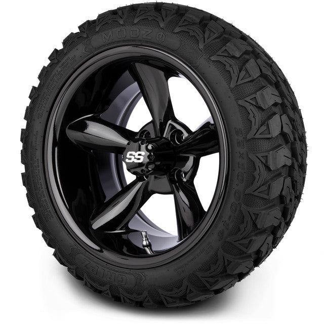 14" MODZ Godfather Glossy Black - Tire and Wheel Combo