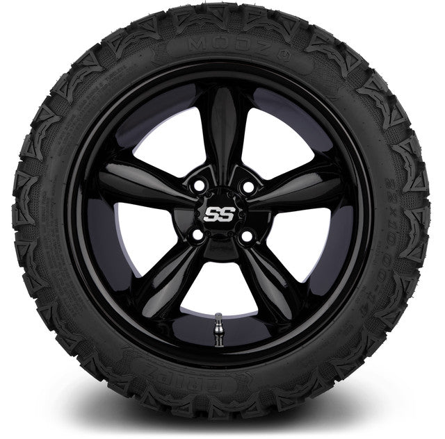 14" MODZ Godfather Glossy Black - Tire and Wheel Combo