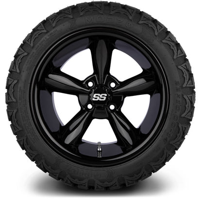 14" MODZ Godfather Glossy Black - Tire and Wheel Combo