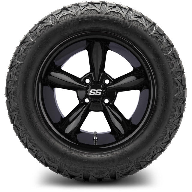 14" MODZ Godfather Glossy Black - Tire and Wheel Combo