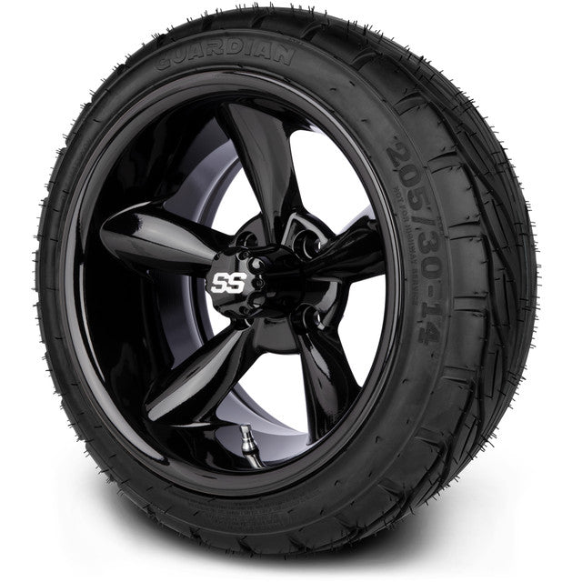 14" MODZ Godfather Glossy Black - Tire and Wheel Combo