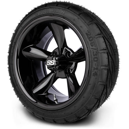 14" MODZ Godfather Glossy Black - Tire and Wheel Combo