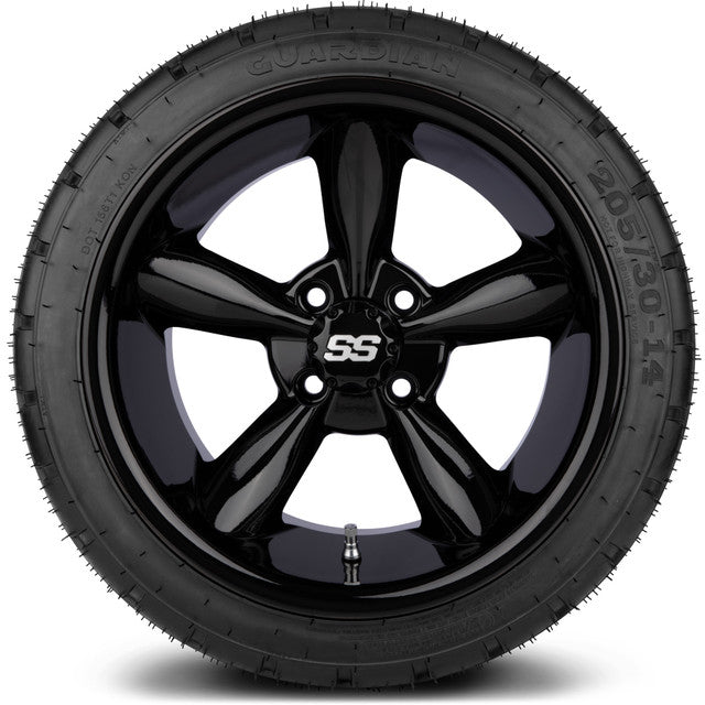 14" MODZ Godfather Glossy Black - Tire and Wheel Combo