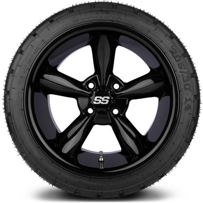 14" MODZ Godfather Glossy Black - Tire and Wheel Combo