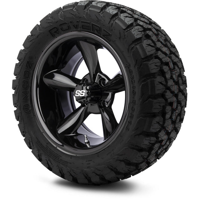 14" MODZ Godfather Glossy Black - Tire and Wheel Combo