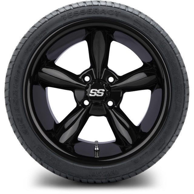 14" MODZ Godfather Glossy Black - Tire and Wheel Combo