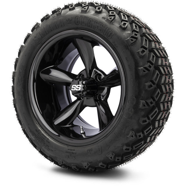 14" MODZ Godfather Glossy Black - Tire and Wheel Combo