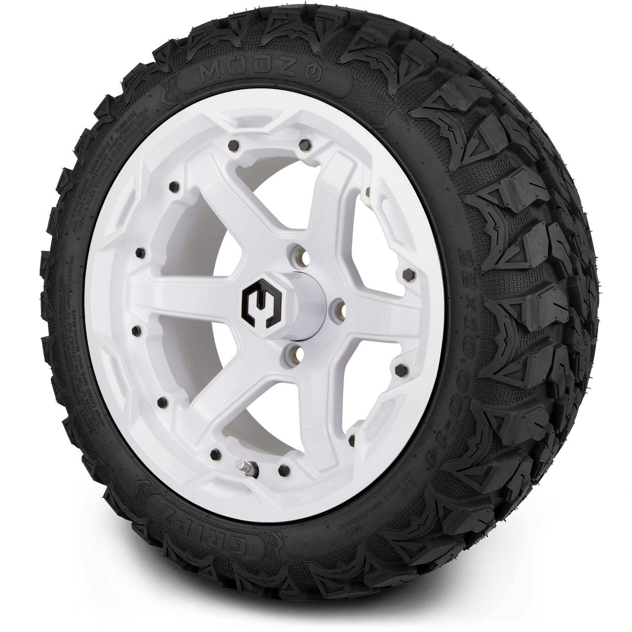 14" MODZ Gladiator Glossy White - Tire and Wheel Combo