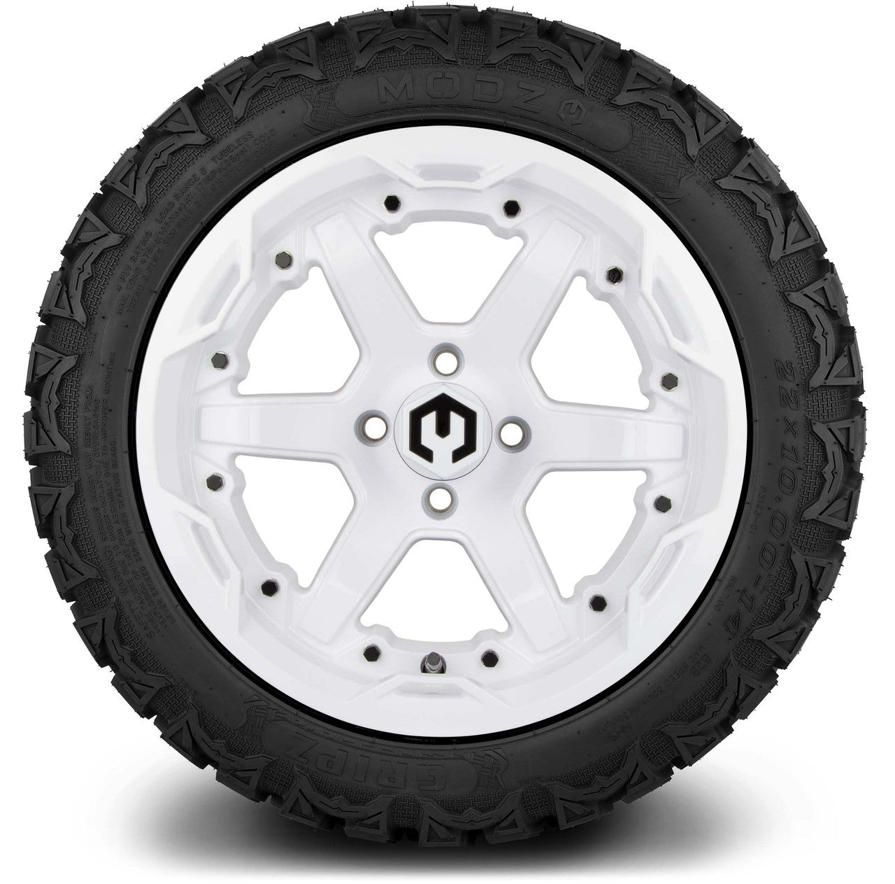 14" MODZ Gladiator Glossy White - Tire and Wheel Combo