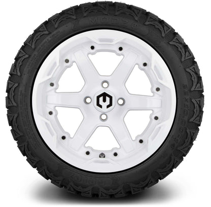 14" MODZ Gladiator Glossy White - Tire and Wheel Combo