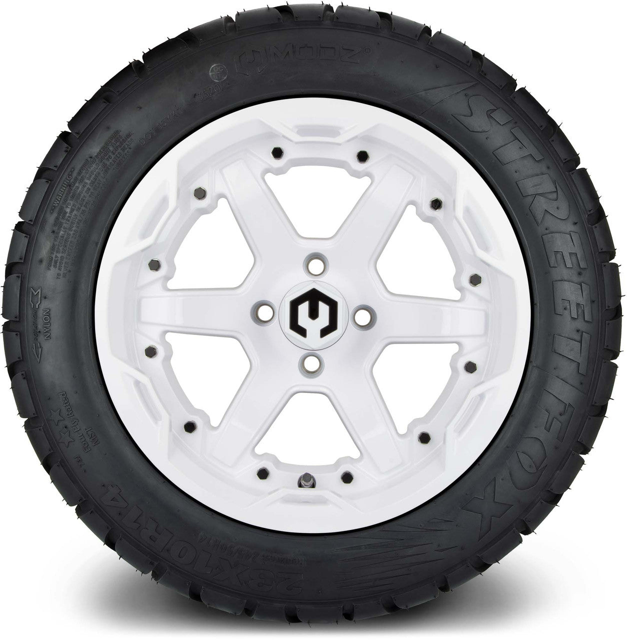 14" MODZ Gladiator Glossy White - Tire and Wheel Combo