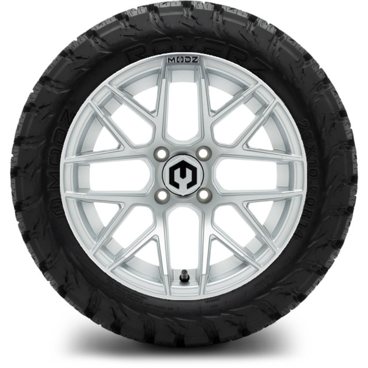 14" MODZ Matrix Matte Silver - Tire and Wheel Combo