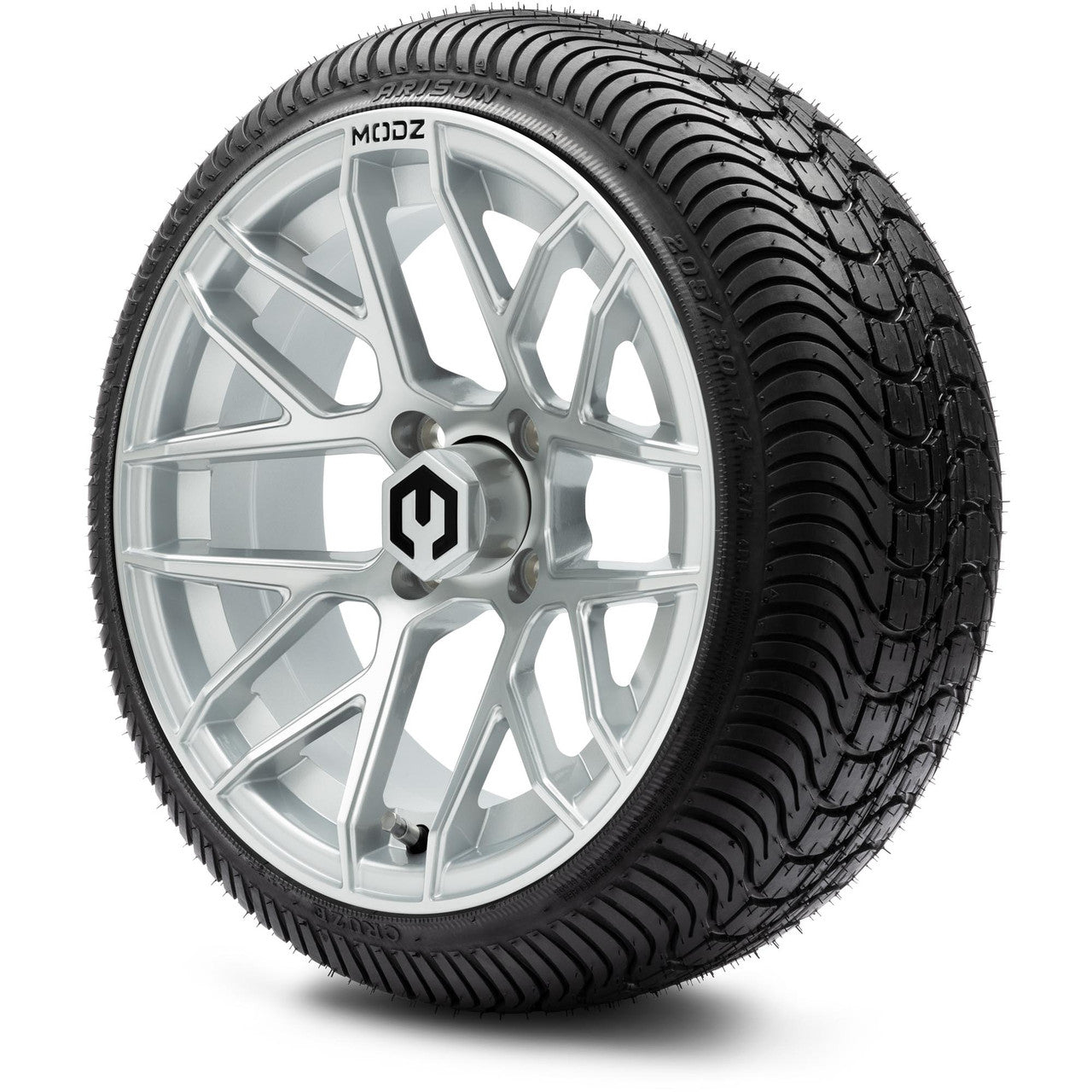 14" MODZ Matrix Matte Silver - Tire and Wheel Combo