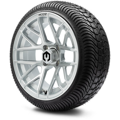 14" MODZ Matrix Matte Silver - Tire and Wheel Combo