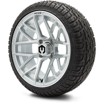 14" MODZ Matrix Matte Silver - Tire and Wheel Combo
