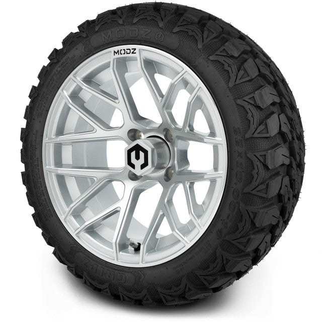 14" MODZ Matrix Matte Silver - Tire and Wheel Combo