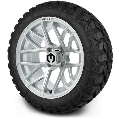 14" MODZ Matrix Matte Silver - Tire and Wheel Combo