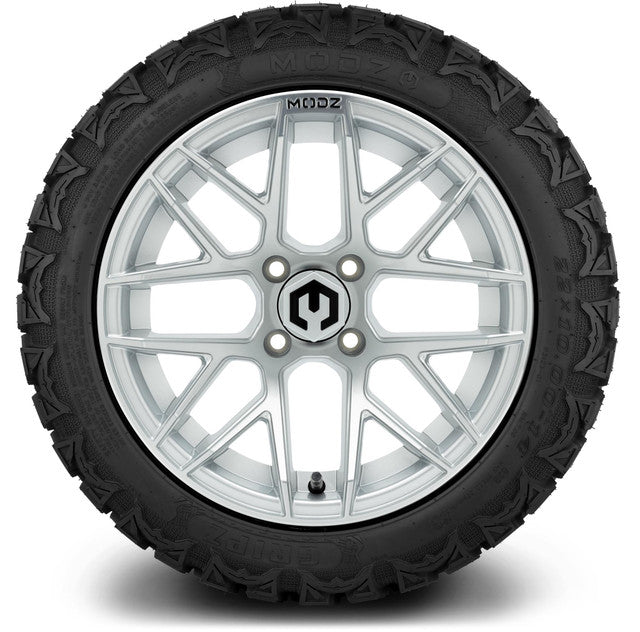 14" MODZ Matrix Matte Silver - Tire and Wheel Combo