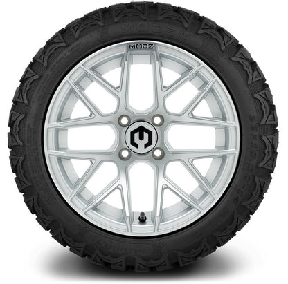 14" MODZ Matrix Matte Silver - Tire and Wheel Combo