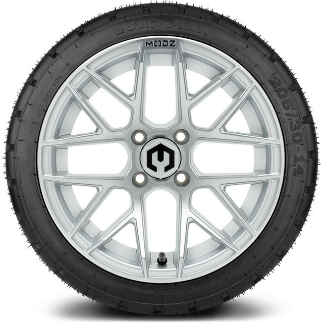 14" MODZ Matrix Matte Silver - Tire and Wheel Combo