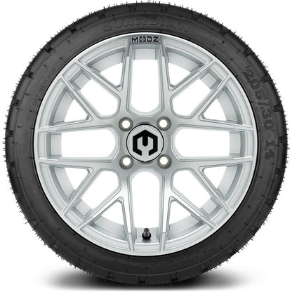 14" MODZ Matrix Matte Silver - Tire and Wheel Combo