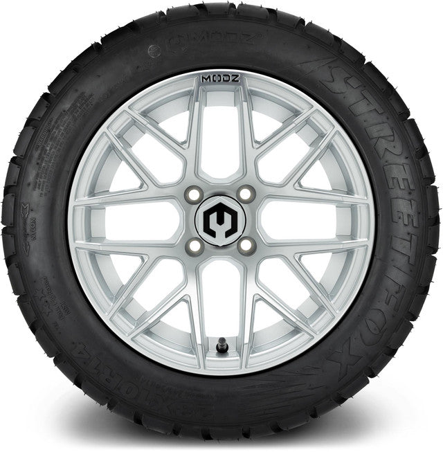 14" MODZ Matrix Matte Silver - Tire and Wheel Combo