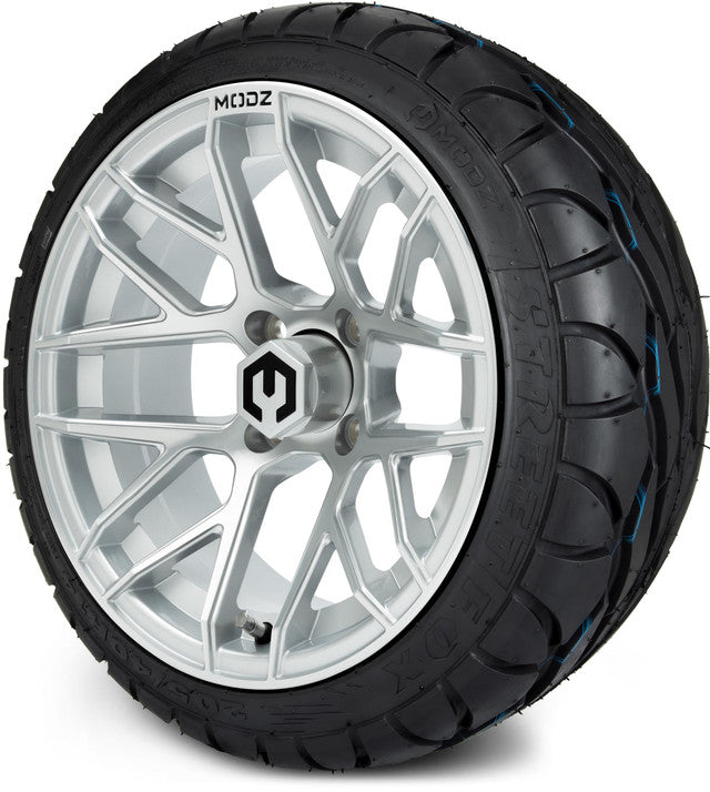 14" MODZ Matrix Matte Silver - Tire and Wheel Combo
