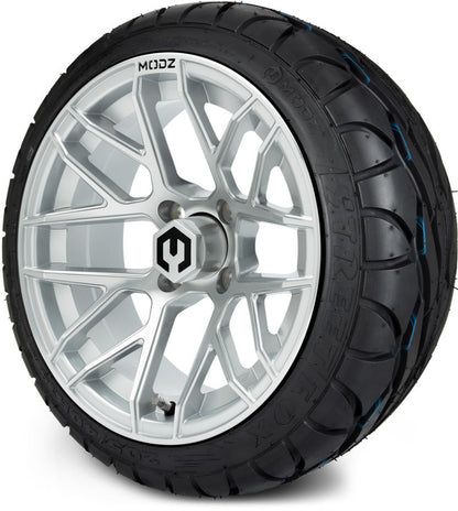 14" MODZ Matrix Matte Silver - Tire and Wheel Combo